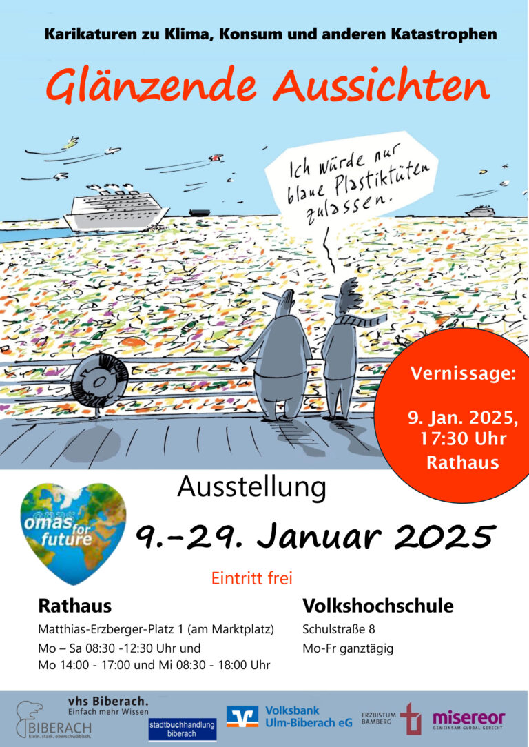 Plakat der Karikaturenausstellung Januar 2025 © O4F Biberach