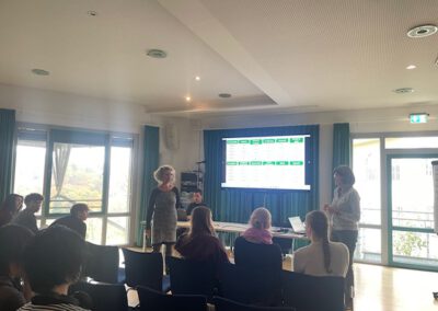 Eine Schulklasse spielt das Zukunftsquiz der Omas for Future München